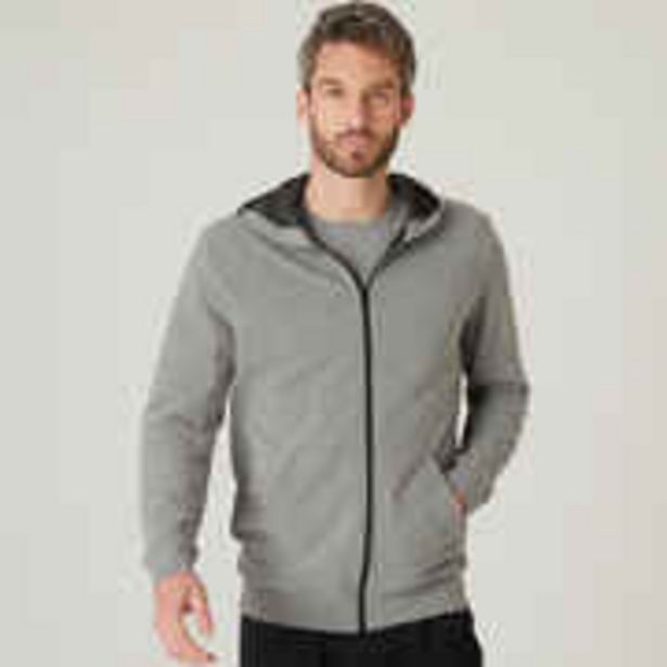 Men's fitness zipup hoodie 100 shale grey offer at Decathlon