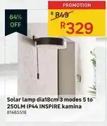 Leroy Merlin Inspire kamina solar lamp dia 18cm 3 modes 5 to 250lm ip44 81465518 offer