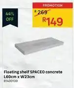 Leroy Merlin Spaceo floating shelf concrete l60cm x w23cm 81400139 offer