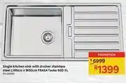 Leroy Merlin Frasa single kitchen sink with drainer stainless steel taske 60d xl l100cm x w50cm 81426686 offer