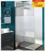 Leroy Merlin Shower screen and arm remix silver with privacy glass 90 x 200cm 81402198 offer