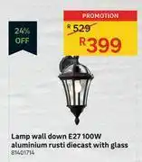 Leroy Merlin Lamp wall down e27 100w aluminium rusti diecast with glass offer