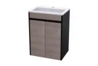 Bathroom Bizarre Hilda wall hung unit - peen black + madura oak fronts (incl basin) offer