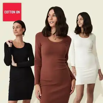 OneDayOnly Ladies rib long sleeve mini dress offer