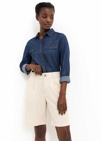 Woolworths Pleated relaxed linen blend bermuda shorts offer