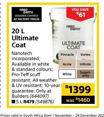 Builders Warehouse 20 l ultimate coat offer