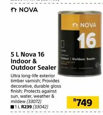 Builders Warehouse 5 l nova 16 indoor & outdoor sealer offer