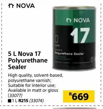 Builders Warehouse 5 l nova 17 polyurethane sealer offer