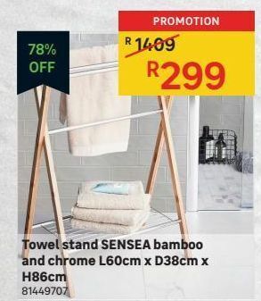 Standing towel rail