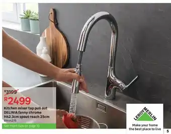 Leroy Merlin Kitchen mixer tap pull out delinia fanny chrome h42.3cm spout reach 25cm offer