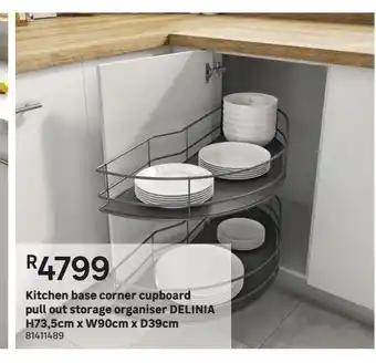 Leroy Merlin Kitchen base corner cupboard pull out storage organiser delinia h73.5cm x w90cm x d39cn offer