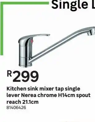 Leroy Merlin Kitchen sink mixer tap single lever nerea chrome h14cm spout reach 21.1cm offer