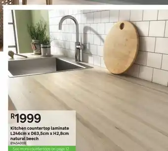 Leroy Merlin Kitchen countertop laminate l246cm x d63.5cm x h2.8cm natural beech offer