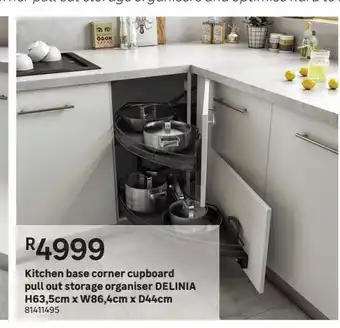 Leroy Merlin Kitchen base corner cupboard pull out storage organiser delinia h63.5cm x w86.4cm x d44cm offer
