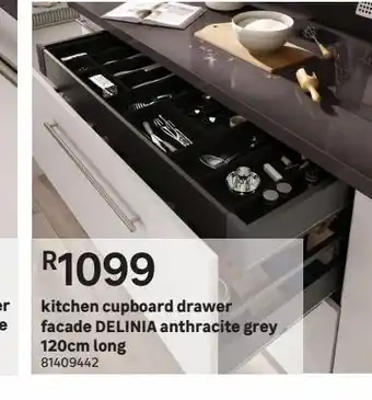 Leroy Merlin Kitchen cupboard drawer facade delinia anthracite grey 120cm long offer