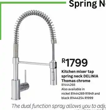 Leroy Merlin Kitchen mixer tap spring neck delinia thomas chrome offer