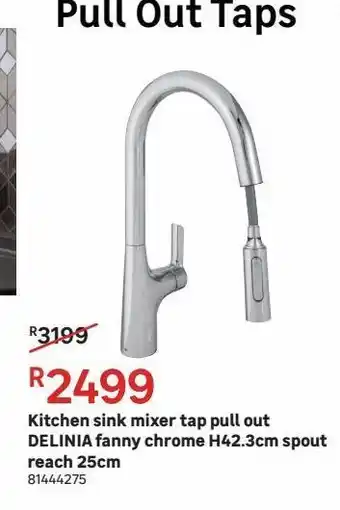 Leroy Merlin Kitchen sink mixer tap pull out delinia fanny chrome h42.3cm spout reach 25cm offer