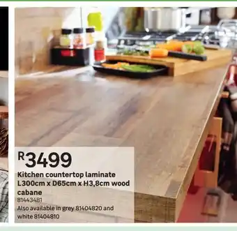Leroy Merlin Kitchen countertop laminate l300cm x d65cm x h3.8cm wood cabane offer