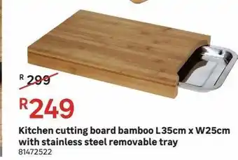 Leroy Merlin Kitchen cutting board bamboo l35cm x w25cm with stainless steel removable tray offer