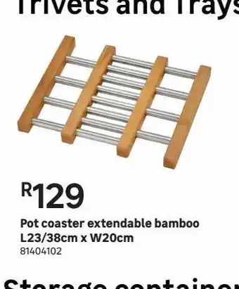 Leroy Merlin Pots coaster extendable bamboo l23/38cm x w20cm offer