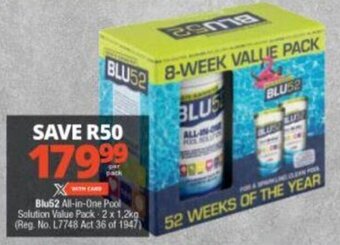 Checkers Blu52 All-in-One Pool Solution Value Pack 2 x 1,2kg offer