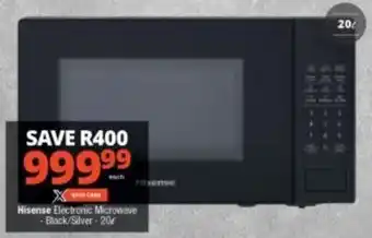 Checkers Hisense Electronic Microwave Oven Black / Silver 20L offer