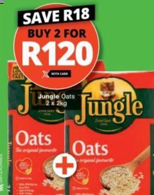 Jungle Oats 2 x 2kg offer at Checkers