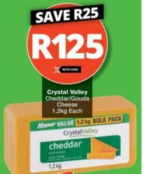 Crystal Valley Cheddar / Gouda Cheese 1,2kg offer at Checkers