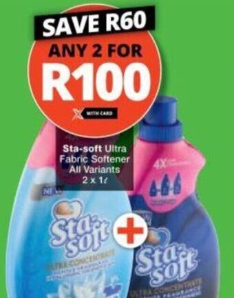 Checkers Sta-Soft Ultra Fabric Softener all variants 2 x 1L offer