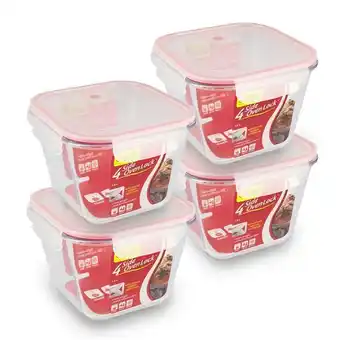 4x 1.8l deep square oven lock glass containers with steam release
