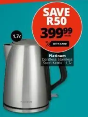 Checkers Platinum Cordless Stainless Steel Kettle 1,7L offer