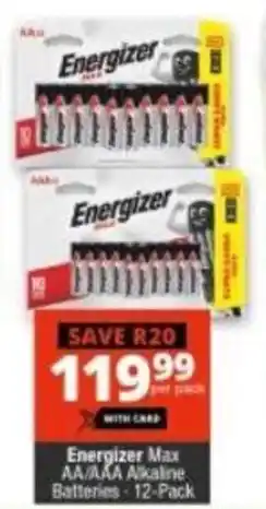 Checkers Energizer Max Alkaline Batteries AA/AAA 12-pack offer