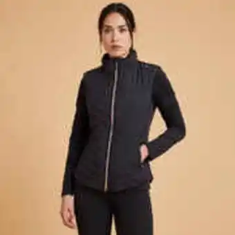 Decathlon Women's horse riding sleeveless padded jacket 500 - black/rose gold zip offer