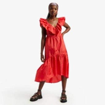 The FIX Women's red taffeta tiered dress offer
