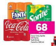 Game Coca-cola, sprite or fanta soft drink cans-6 x 300ml per pack offer