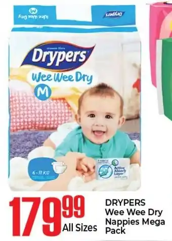 Elite Cash & Carry Drypers Wee Wee Dry Nappies Mega Pack all sizes offer