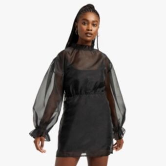 Women's black organza mini dress