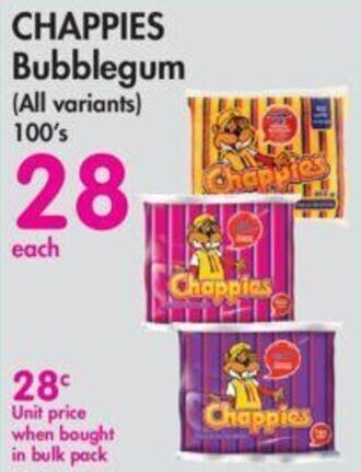 Makro Chappies Bubblegum all variants 100's offer