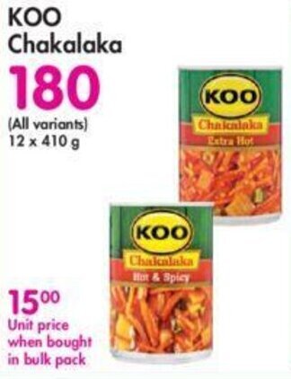 Makro Koo Chakalaka all variants 12 x 410g offer