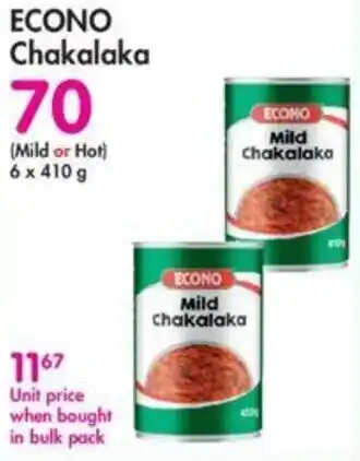 Makro Econo Chakalaka Mild or Hot 6 x 410g offer
