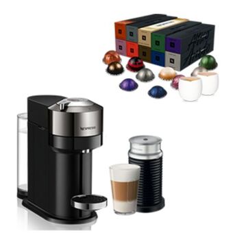 Nespresso Vertuo next deluxe & aeroccino bundle + 10 sleeves welcome offer & 2 origin mugs offer