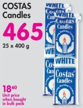 Costas Candles 25 x 400g