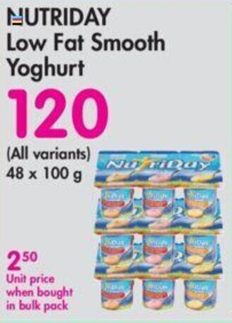 Makro Nutriday Low Fat Smooth Yoghurt all variants 48 x 100g offer