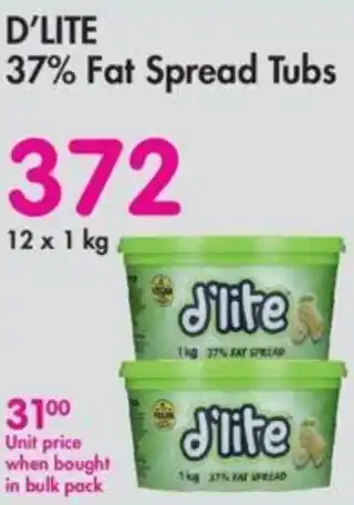 Makro D'Lite 37% Fat Spread Tubs 12 x 1kg offer