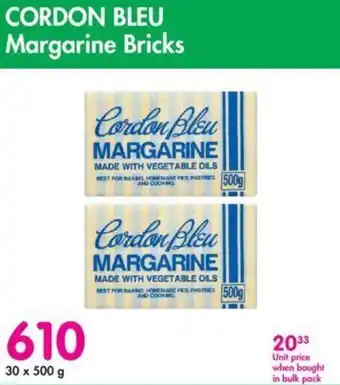 Makro Cordon Bleu Margarine Bricks 30 x 500g offer