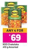 Game Koo chakalaka assorted-for 4 x 410g offer