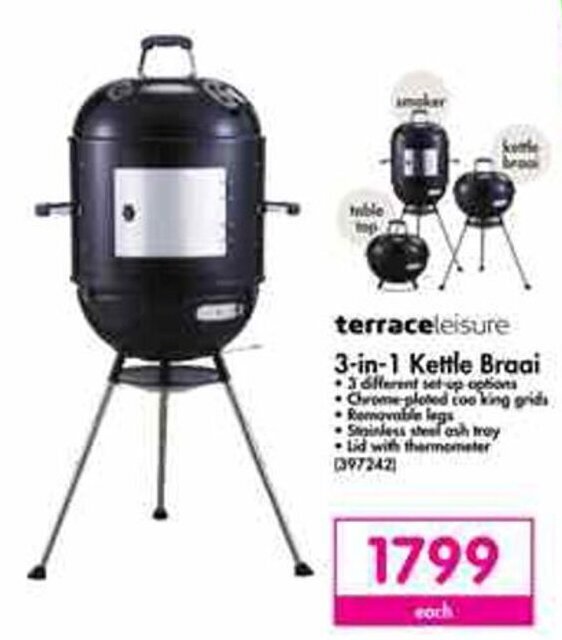 terraceleisure 3in1 Kettle Braai offer at Makro
