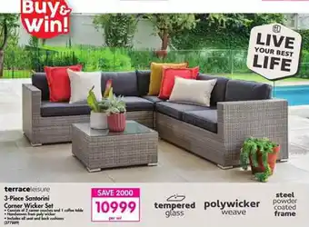Makro terraceleisure 3-in-1 Santorini Corner Wicker Set offer