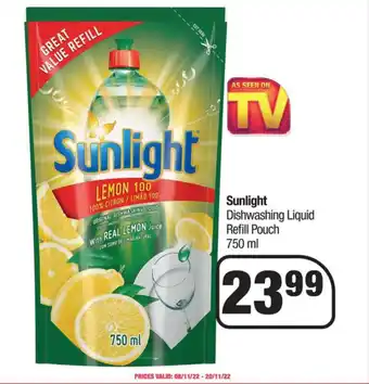 Sunlgiht Dishwashing Liquid Refill Pouch 750ml