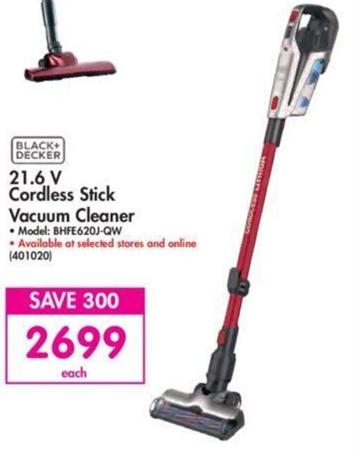 Black+ Decker 21.6V Cordless Stick Vacuum Cleaner offer at Makro